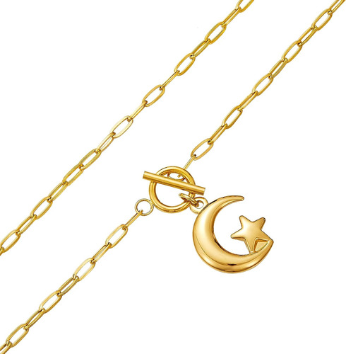 Lteydf Collar Con Colgante De Luna Y Estrella Para Mujer, Ch