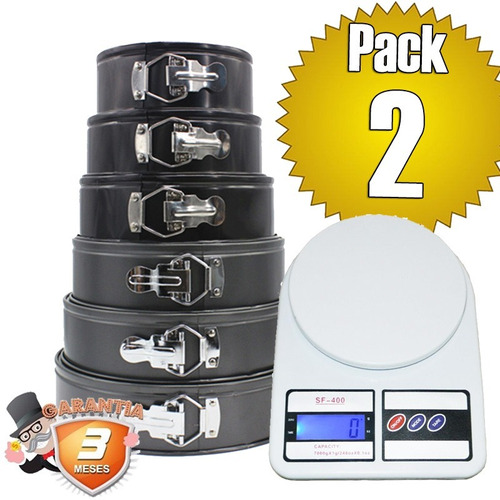 Set De 6 Moldes Redondos De Torta + Balanza 7 Kg Disparocl