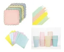 Comprar Set Platos 17 Cm, Vasos, Servilletas Y Sorbetes Pastel 