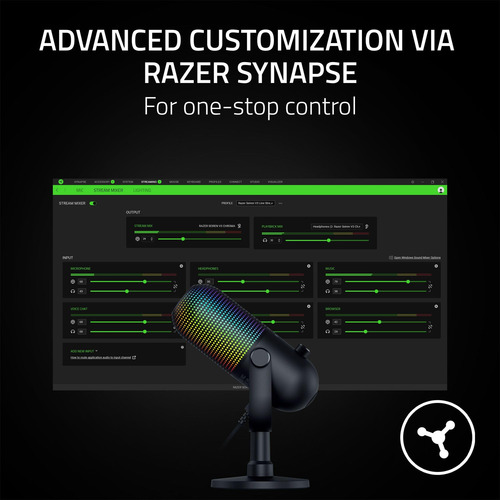 Microfone Usb Razer Seiren V3 Chroma Rgb Com Transmissão E J
