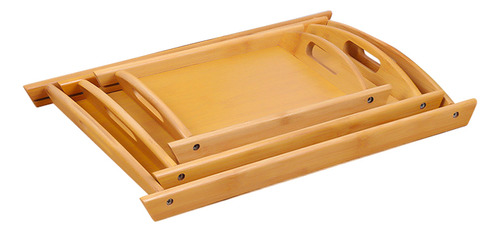 Charolas Bandejas Multiusos Bambu Manijas Rectangular 3 Pzs