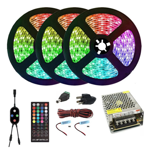 Tira Led Rgb 5050 15 Metros Lineal Bluetooth Audioritmica Dj