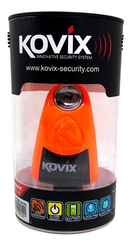 Imagen 7 de 9 de Traba Disco Kovix Con Alarma Naranja Perno 10mm Hanex Um