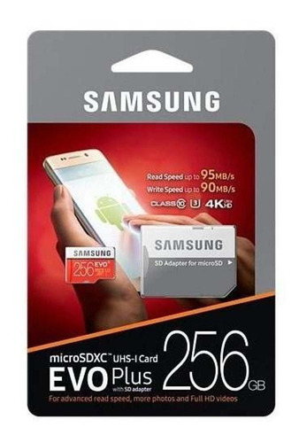 Cartão Samsung Micro Sdxc Evo Plus 256gb 100mbs U3 4k