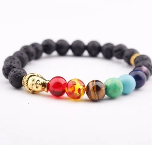 Pulsera 7 Chakras Piedras Volcánicas Buena Energía