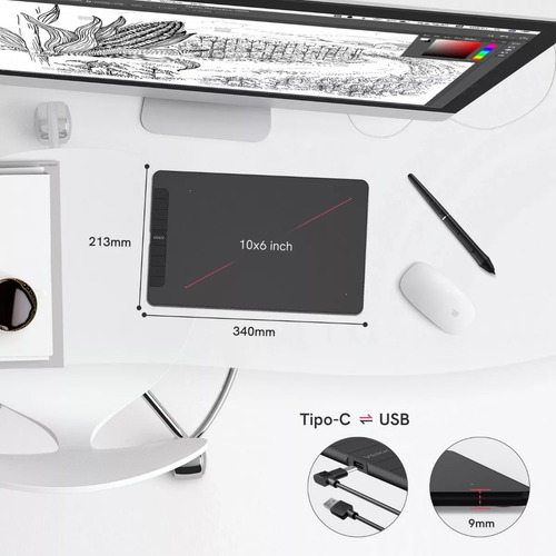 Qmx Tablero Digital Gráfico De Dibujo A Mano Veikk Vk1060