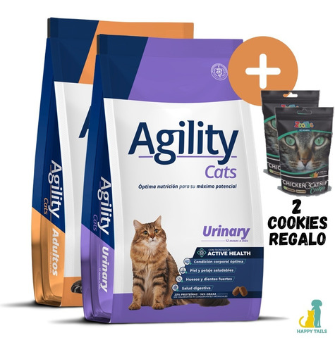 Agility Urinary X 10 Kg + Gato Adulto X 10 Kg - Happy Tails