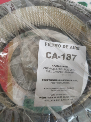 Filtro De Aire Ca 187 Chevrolet Pickup 6 Cil- Gmc - C30 Gas