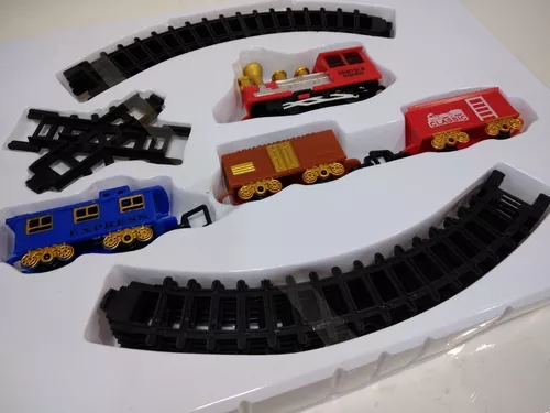 Trem Clássico Com Locomotiva E Vagões E Trilhos Pilhas Aa no Shoptime