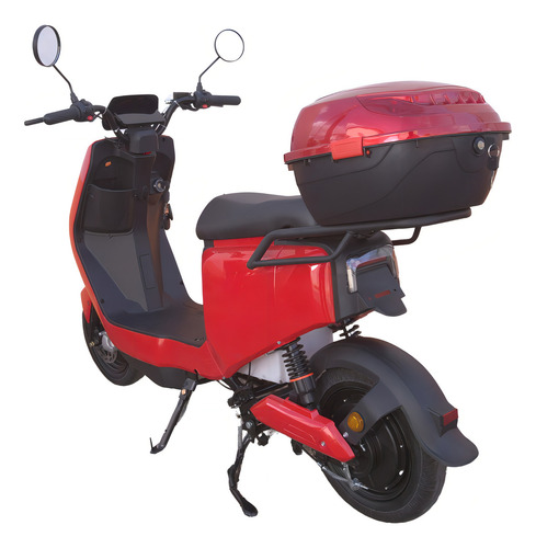 Bicicleta Elétrica 500w Sem Cnh Moto Scooter Recarregavel Cor Vermelho Com Baú