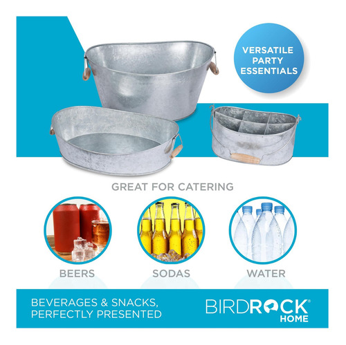 Bebida Galvanizada Birdrock Home Tina, Caddy And Bande