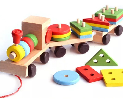 Juego Madera Tren Figuras Geométricas Educativo Para Bebé