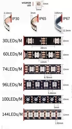 Imagem 3 de 5 de Fita Led Ws2812b Ws2812 5m 150 Leds(30 Leds/m) 5v Ip67 Preta
