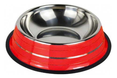 Comedero Perro Acero Inox Rojo Bestia Peluda X 1,6 Lts.