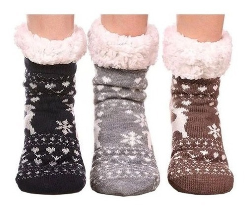 Imagem 3 de 5 de Meia Masculina Inverno: Lã Forrada Pelúcia Antiderrapante