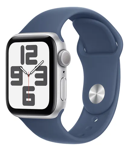 Apple Watch SE GPS • Caja de aluminio color plata de 40 mm • Correa deportiva azul denim - M/L - Distribuidor Autorizado