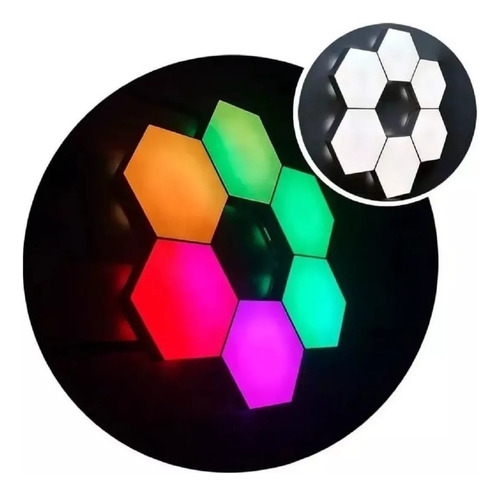 Set Luz Gamer Hexagonal Led Tira Cinta 6 Luces Rgb Control
