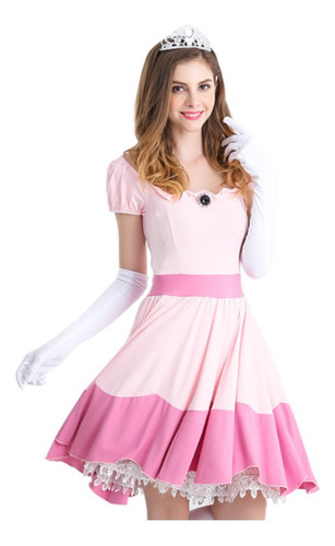 Mario Super Mary Cuento Hadas Princesa Rosa Cosplay Vestido