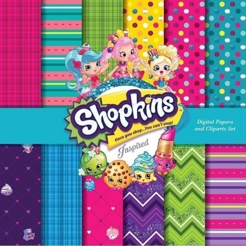 Kit Imprimible  Shopkins Inspired 175  Element- 12 Fondos.