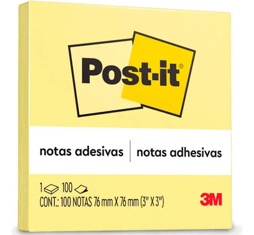Post-it 100 Notas 76 X 76mm Amarelo 3m