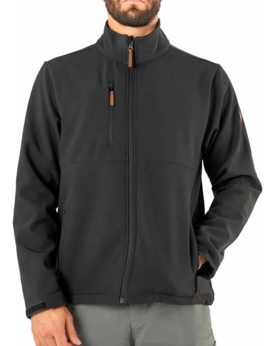 Chaqueta Tipo Softshell Negra Con Cierre