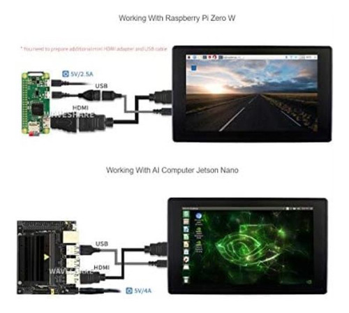 Waveshare 7 Pulgadas Hdmi Lcd (h) (con Estuche) 1024x600 Par