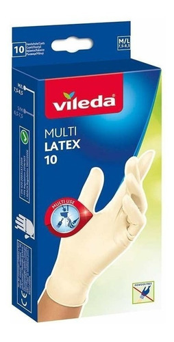 Imagen 1 de 5 de Guantes De Latex Natural Desechables Vileda M / L Pack 10un