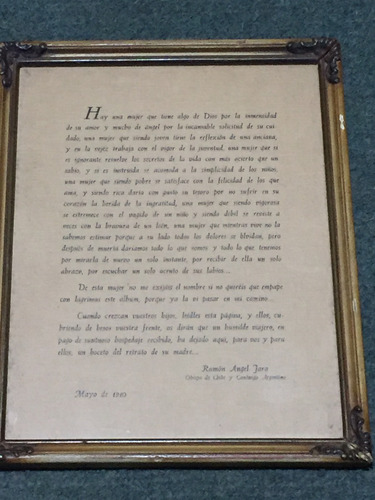 Poema Ramon Angel Jara Enmarcado Año 1910