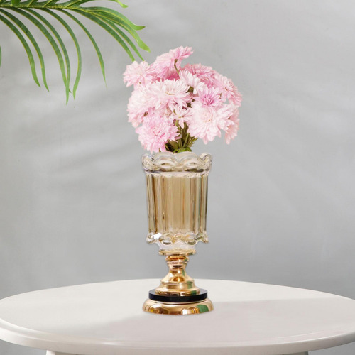 Jarrón De Cristal Con Flores, Elegante Soporte Para Corto