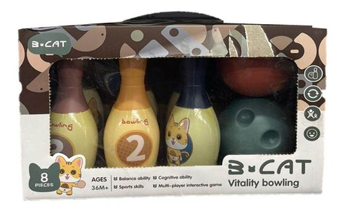 Set De Bowling Game Cat Juguetes 6 Bolos 