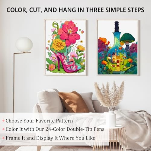 Set 4 Libros Para Colorear Y Rotuladores,mándala De Animales