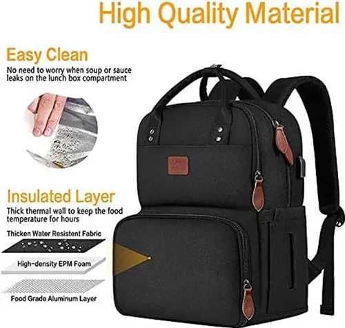Mochila Con Compartimiento Termico Para Almuerzo-negro