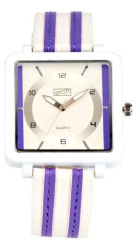 Reloj Eton Para Mujer Con Correa De Rayas Moradas / Blancas