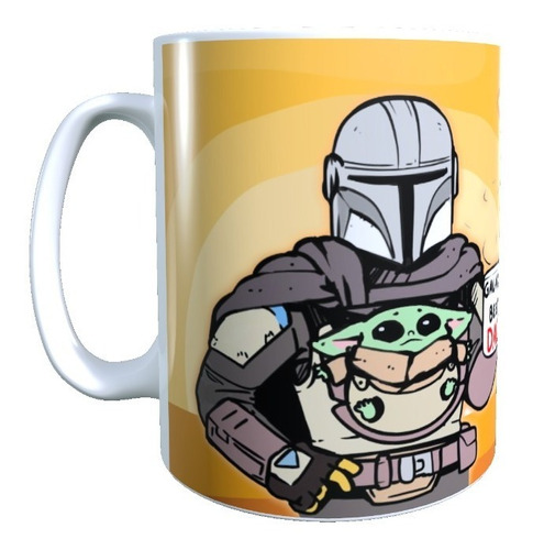 Taza  Tazón Diseño The Mandalorian, Fondo Naranja, Star Wars