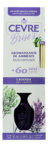 Aromatizante Ambiental Cevre Brise's 60 Días Lavanda 50ml + 5 Varitas