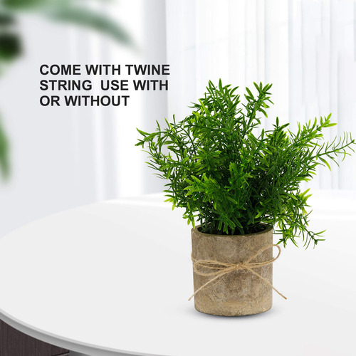 Macetas Con Mini Plantas Artificiales En Hierba Verde Sintét