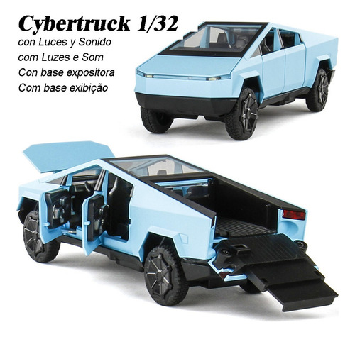 Tesla Cybertruck Miniatura Metal Coche Con Base Expositora