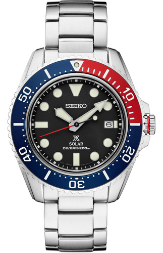 Reloj Seiko Prospex Solar Divers Con Bisel Azul Y Rojo De Ac