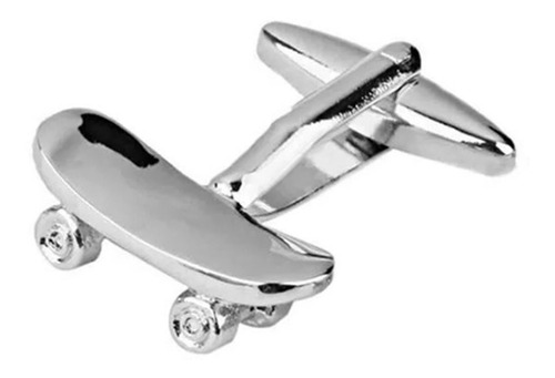 Mancuernillas Thot Ra Patineta Plateada Acero Gemelos D-776 Color Plateado