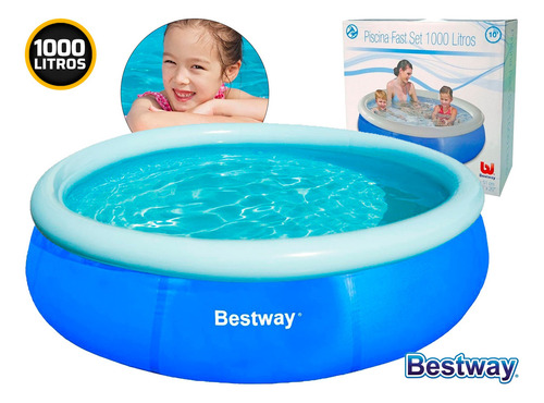 Piscina Inflável Fast Set 1.000l 1,68m X 51cm Bestway Cor Azul
