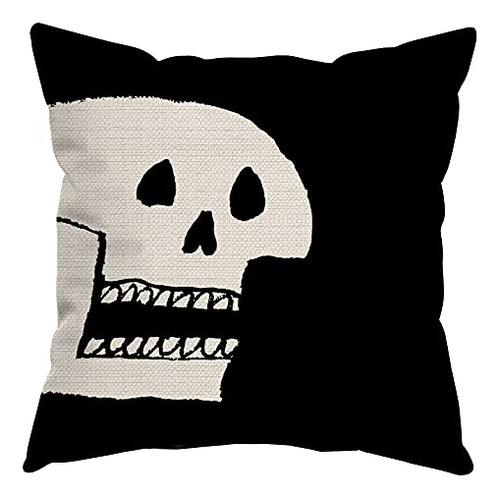 Halloween Black White Skeletons Skull Head Decorative T...