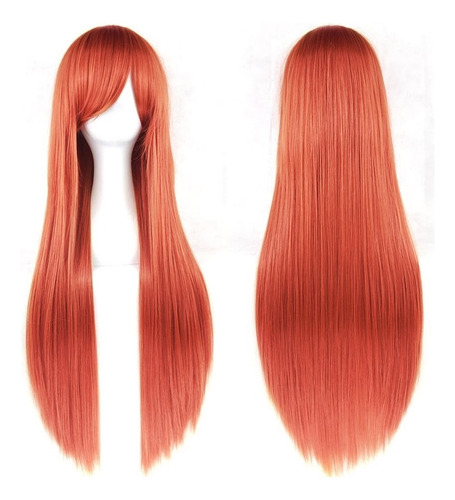 Peluca Rojo Shedron Larga Cabello Cobrizo Liso Cosplay Tamaño de la base unitalla