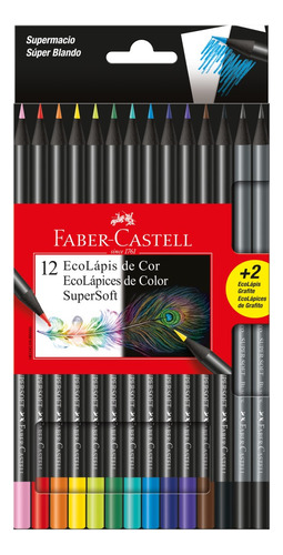 Ecolápis De Cor Faber Castell Supersoft 12 Cores + 2 Lápis 
