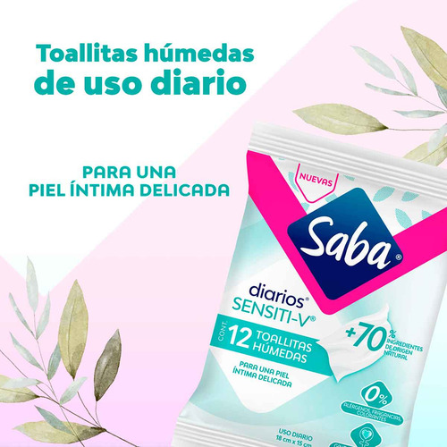 Toallas Humedas Femeninas Sensiti-v Saba 12 Pza