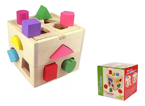 Juego Madera Montessori Cubo Encajar Figuras Geométricas 