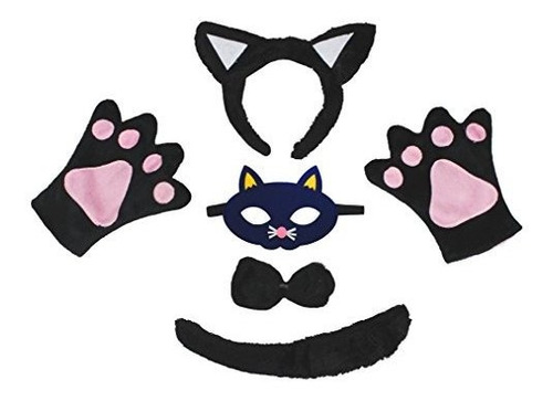 Disfraz Niño - Petitebella Black Cat Headband Mask Bowtie Ta