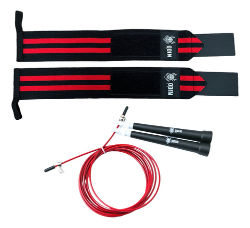 Kit Corda De Pular Rolamento Speed Rope E Munhequeira Odin