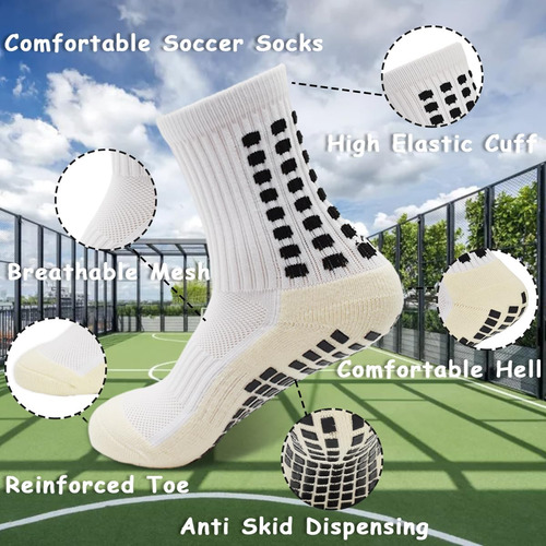 3pcs Calcetines Deportivos De FĂștbol Gruesos Antideslizantes