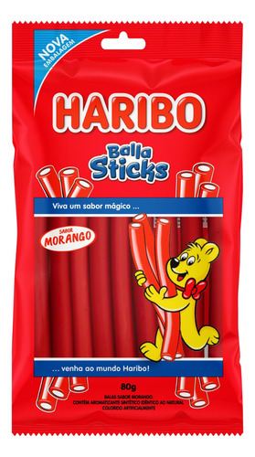 Bala Haribo Balla Sticks morango 80 g 