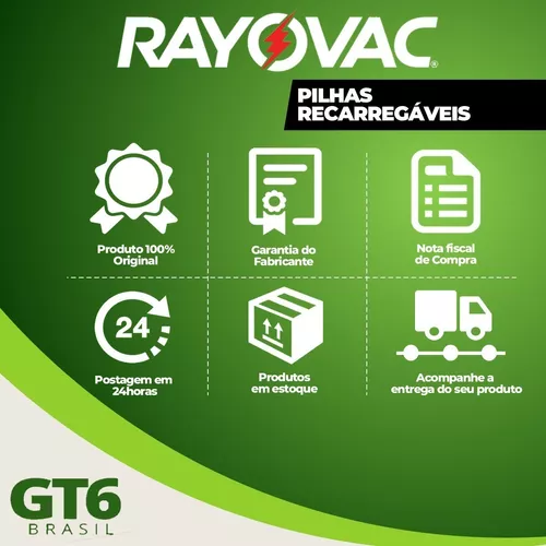 Pilha Recarregável AA Rayovac 2 Unidades - giassi - Giassi Supermercados